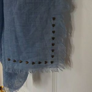 Denim blue scarf with hearts